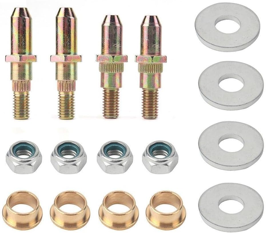 Door Hinge Pin and Bushing Kit for Chevrolet for Silverado 1500/2500 & for GMC for Sierra 1500 – Carbon Steel, Gold Finish, 4-Piece Set with Washers and Lock Nuts (89025539)