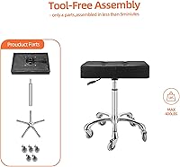 Vista 8 de Kaleurrier Taburetes resistentes con ruedas, taburete ajustable de altura sin respaldo de 400 libras, taburetes giratorios para mostrador, bar