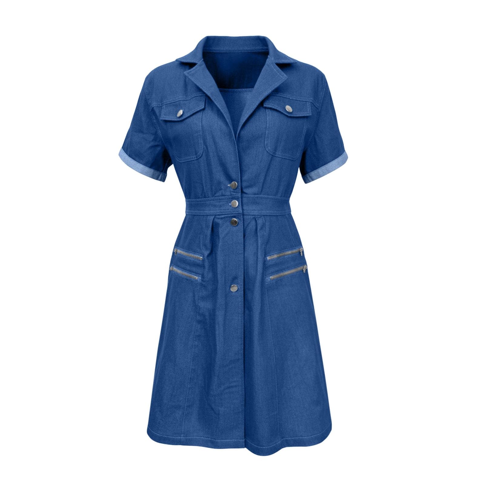 Vestido Informal de Mezclilla, Vestido Camisero de Manga Larga con Botones, túnica de Chambray de Largo Medio para Verano