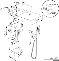 Vista 9 de Sistema de ducha de lluvia, juego de grifo de ducha de 12 pulgadas con boquilla de bañera, juego de grifos de ducha de cascada montado en la pared