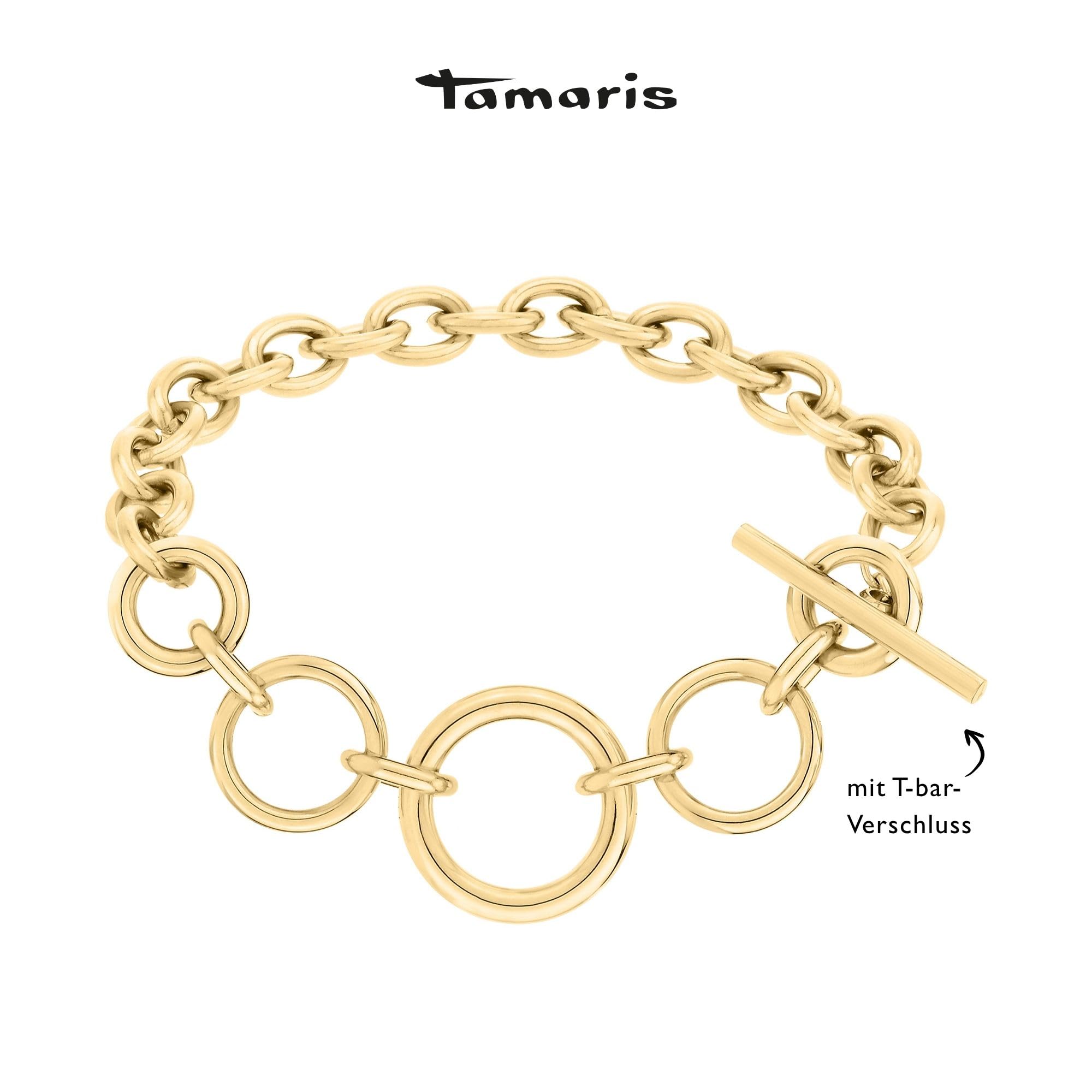 Tamaris Armband für Damen im Chunky Style, mit T-Bar Verschluss, wasserfest aus Edelstahl