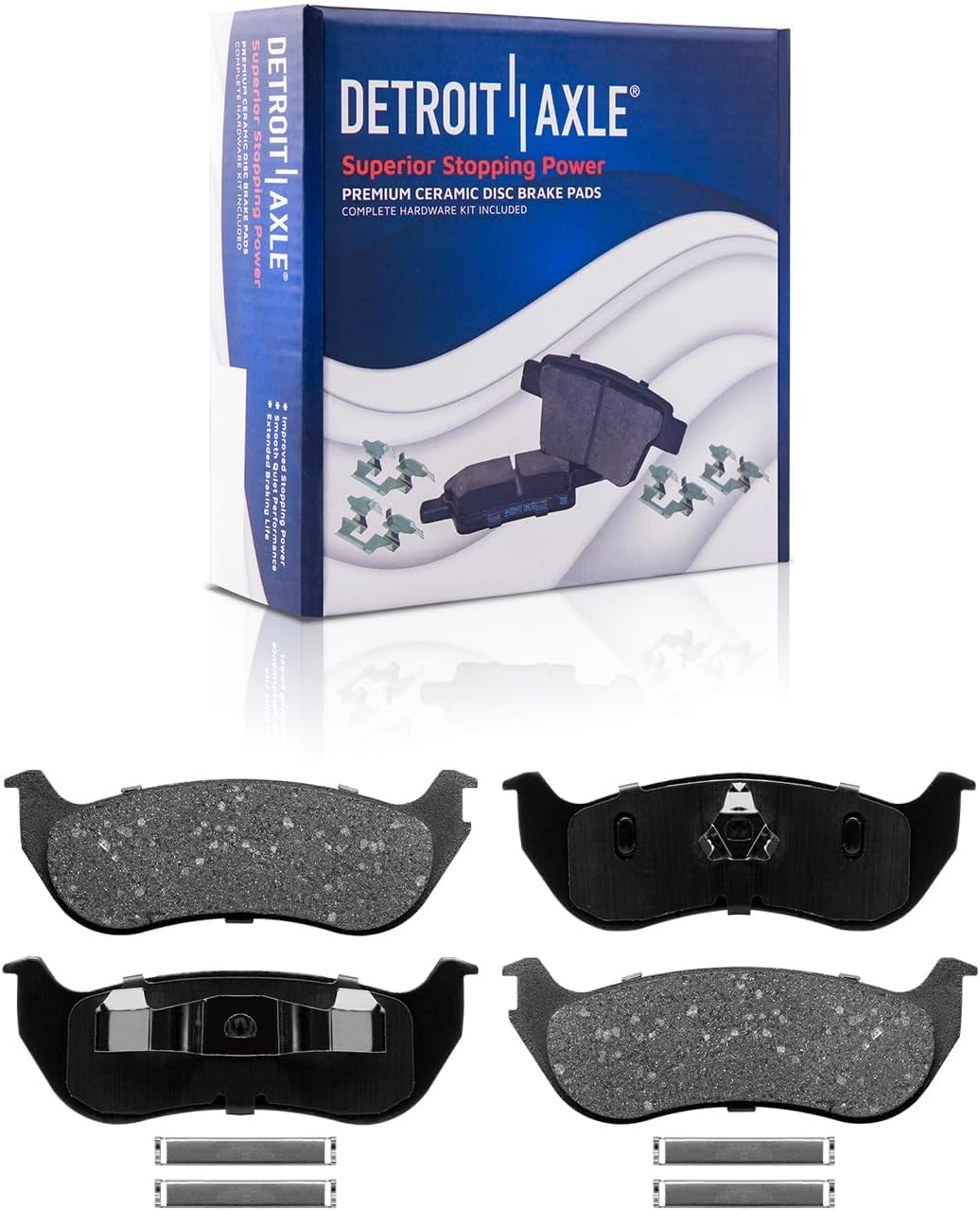 Detroit Axle - Brake Pads for 2002-2005 Ford Explorer Mercury Mountaineer | 2003 2004 Ceramic Brake Pads w/Hardware Front and Rear Replacement