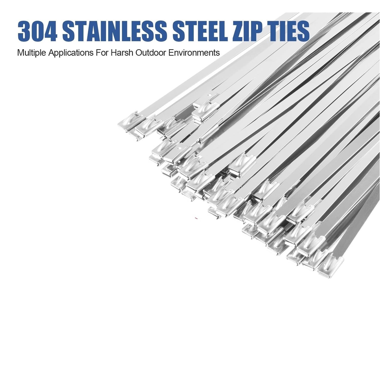 Metal Zip Ties Black 300Pcs 11.8 Inch 304 Stainless Steel Epoxy Coated Cable Tie For Machinery