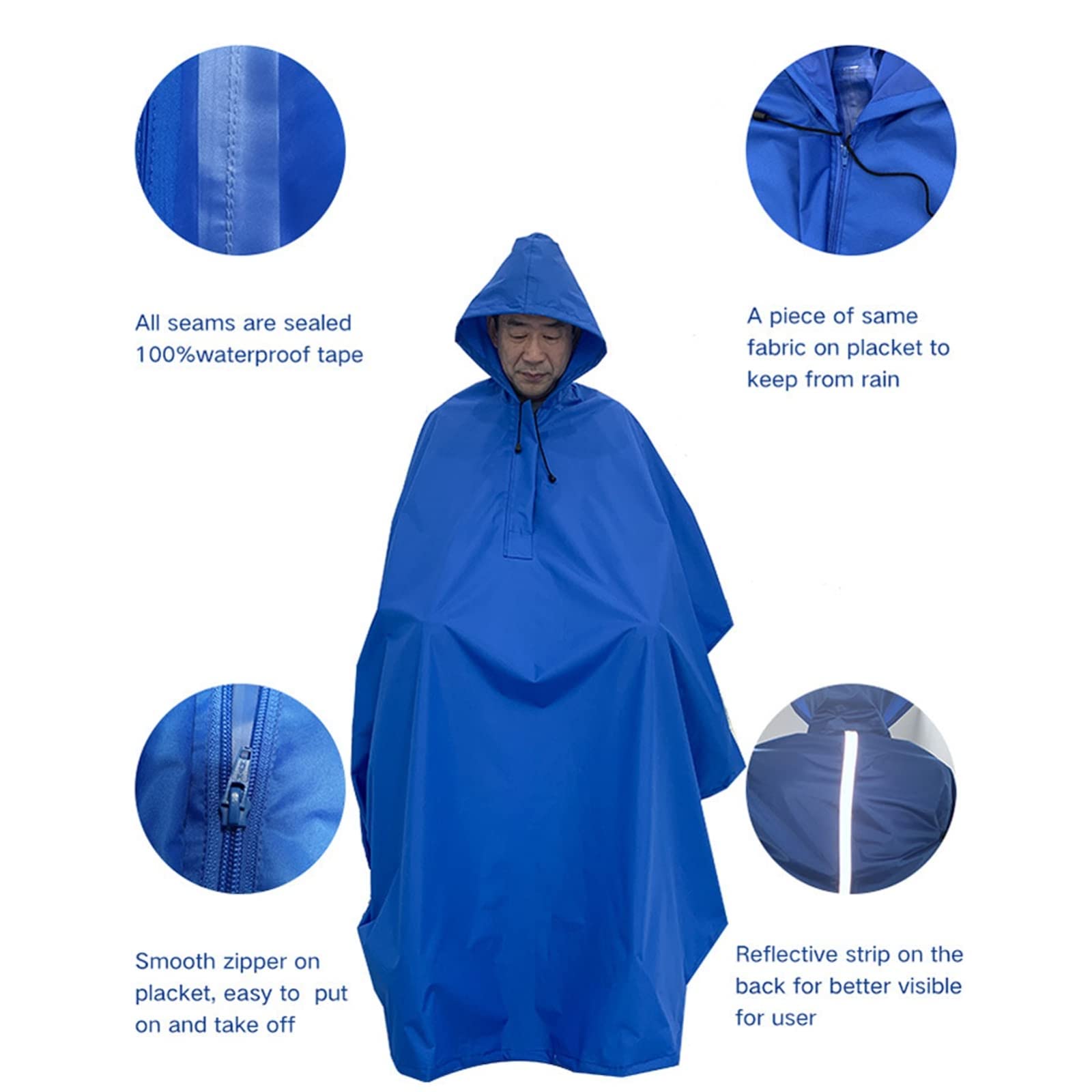 Poncho impermeable para silla de ruedas con capucha, suave y resistente al desgarro, cubierta de lluvia reflectante de seguridad gris para silla de ruedas