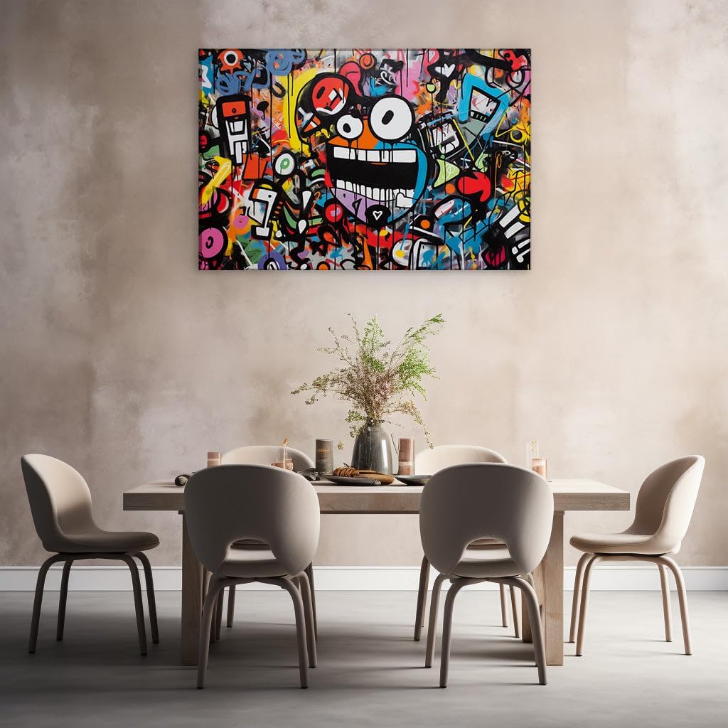 Art Wall: Urban Graffiti Masterpiece Capturing the Vibrant Chaos and Creativity of City Life. Interior Decor, Canvas Art Design, Art Apartment Decoration. Size: 69x46 cm (27x18 inch)