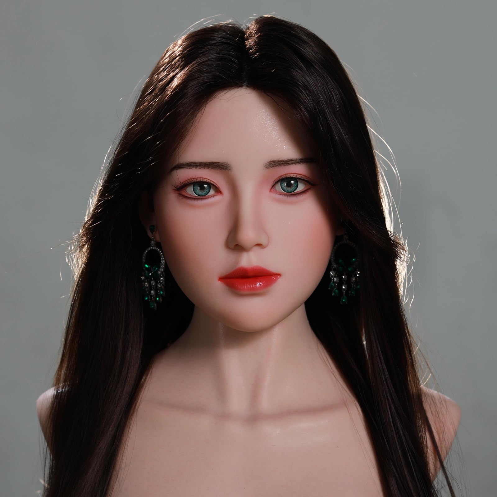 Amazon.com: Solid Silicone Doll Head with Black Long Hair, Makeup Doll Head  Connection Life-Size Doll Parts Accessories with Light Blue Eyeballs, White  Color