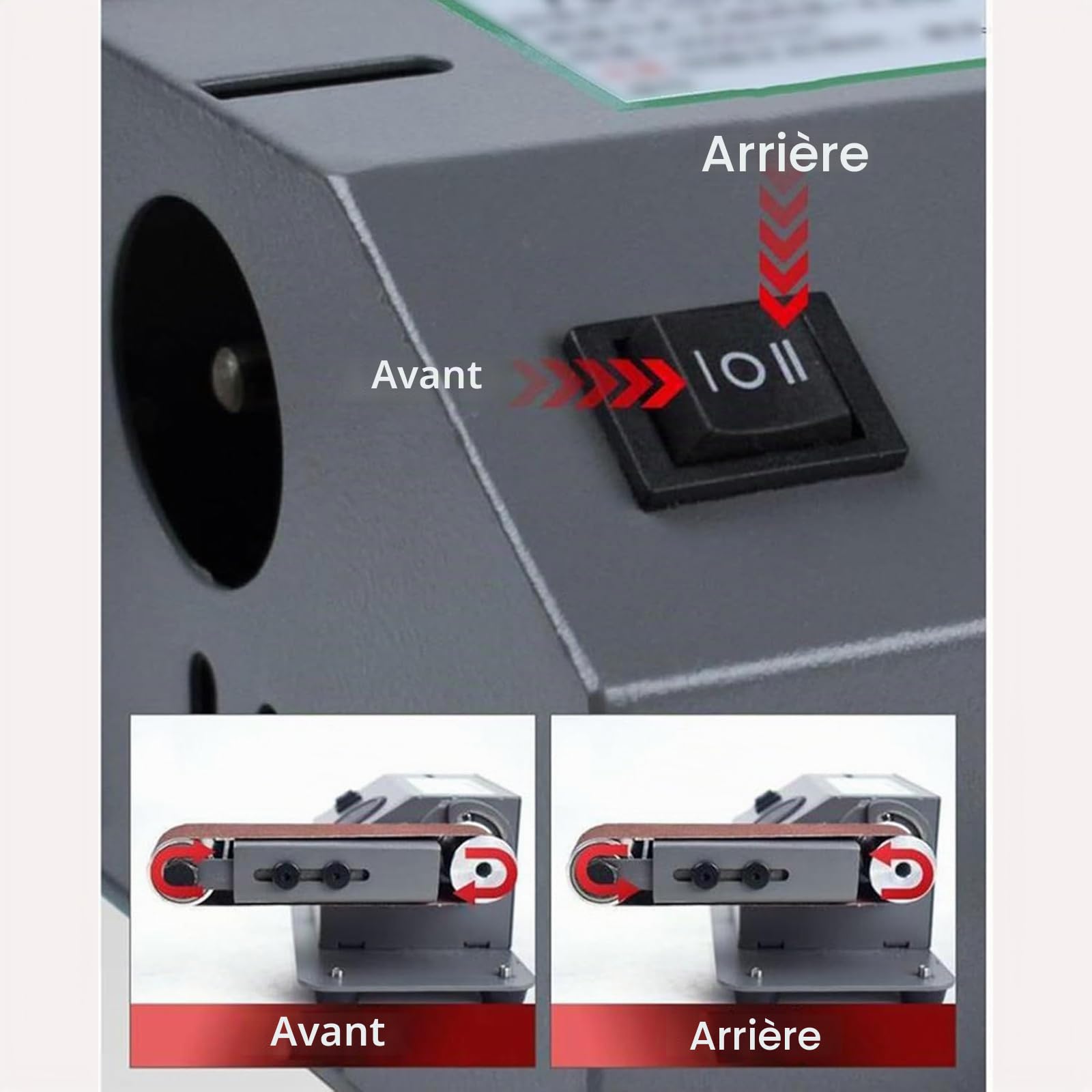 Ponceuse à bande humide, mini affûteuse de couteaux électrique 350 W avec vitesse réglable, 10 bandes abrasives, meuleuse d'établi pour couteau, système d'affûtage humide et sec, machine de polissage