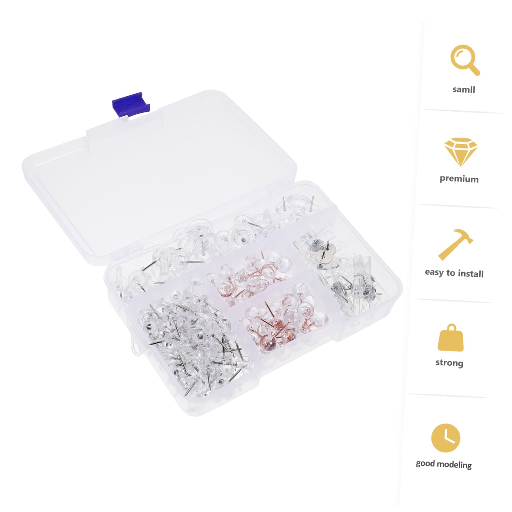 Angoily 4 Boîtes Punaises Multi Fonctionnelles pour Tableau Liège Épingles Décoratives Pratiques pour Affichage de Photos et Cartes Accessoire de Faciles à Utiliser et Résistantes