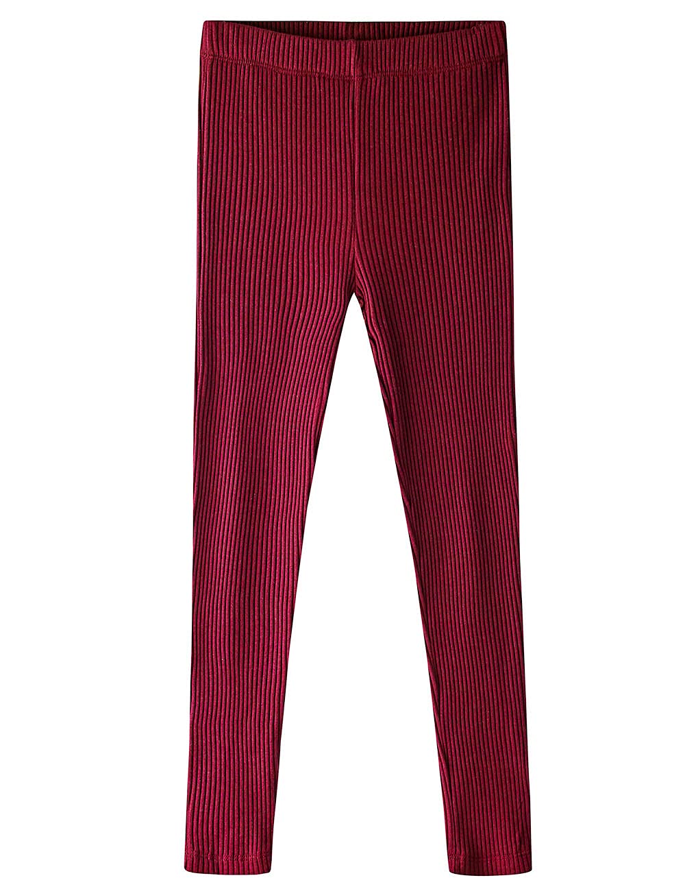 Girls Basic Ribbed Leggings Kids Cotton Kint Footless Full Length Tights Pants (2-14 Years)