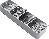 Bandeja organizadora de gavetas de cozinha 5 Divisórias para talheres de prata Organizador Talheres Separador Gaveta Mesa Bandeja de Talheres de PláStico, Prateleira de Talheres para