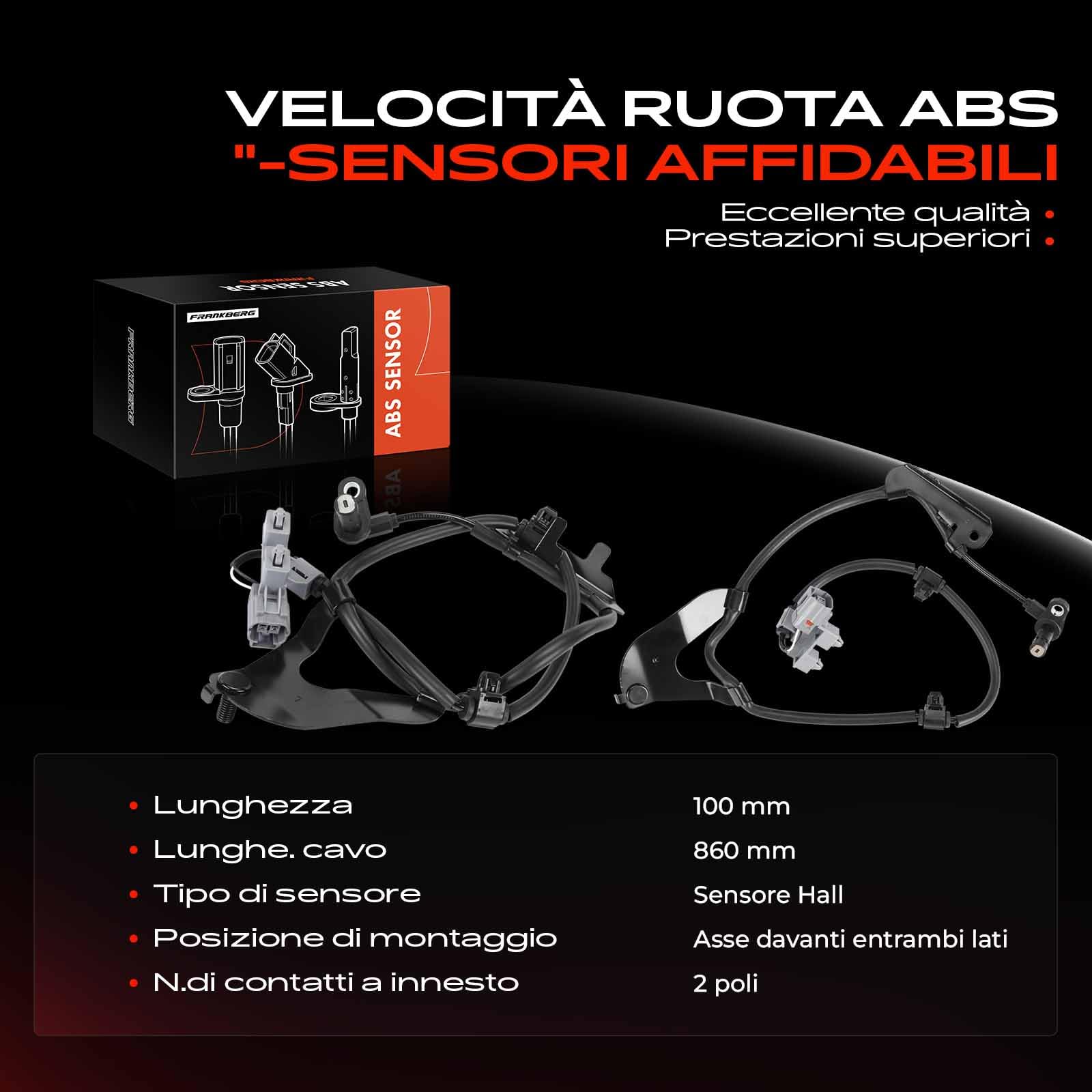 Frankberg 2 sensori ABS anteriori a 2 Poli 8982924320 | Compatibile con: D-Max II Pianale/Telaio TFR TFS,D-Max II TFR TFS