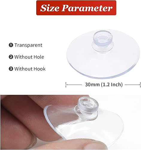Miniatura 10 de Litoexpe 30 ventosas transparentes sin ganchos sin agujeros, pequeñas almohadillas profesionales para decoración y organización del hogar, 1.2
