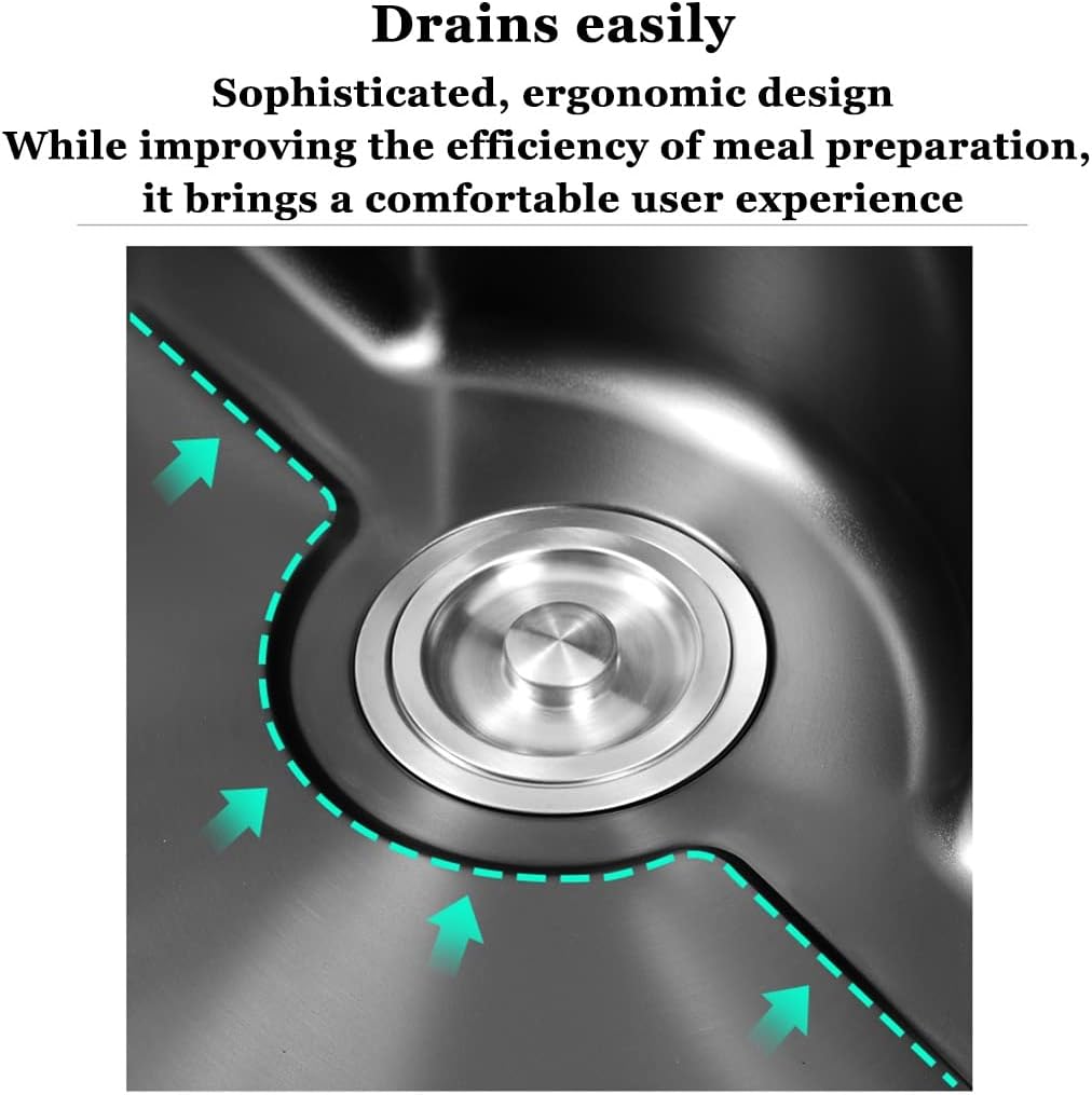 Kitchen Sinks,Kitchen Sink Large Single Sink, Bar Prep Sink, Drop-In Ordermount Installation, Easy to Clean/Black/78 * 48Cm