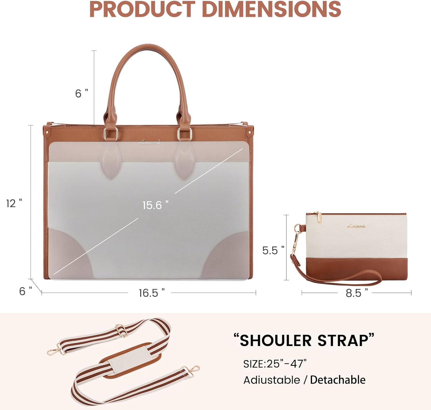 LOVEVOOK Laptop Bag for Women 15.6 lnch,Waterproof Laptops Tote Bags for Womens,Professional Work Bags for Women with Cup Holder,Large Laptop Purse Computer Briefcase Office Teacher Clutch Bag,2 PCS - Image 4