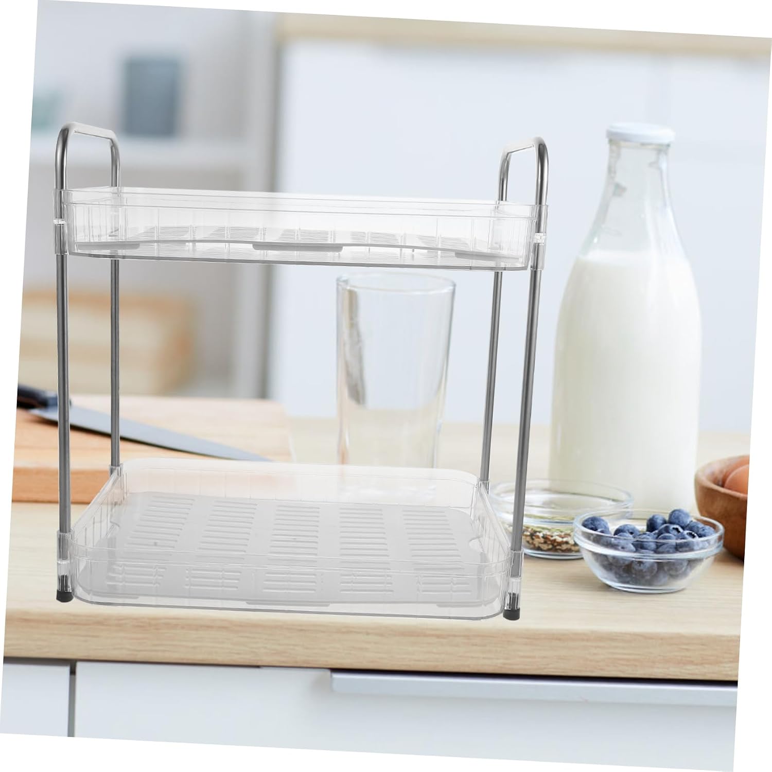 Ciieeo Double Drain Cup Holder Pantry Floor Organizer Organizers Tabletop Storage Shelf Cup Display Stand