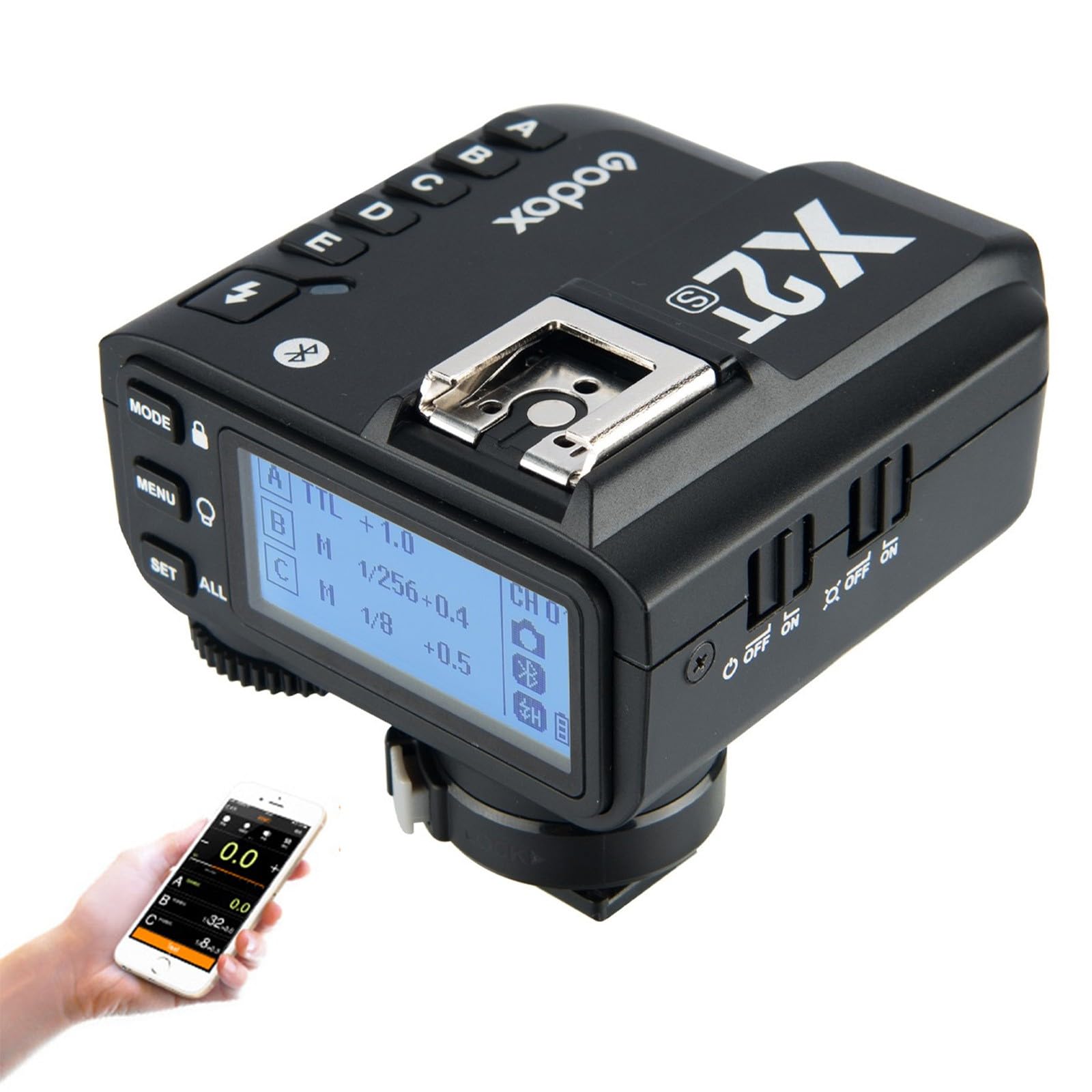Godox X2T-S TTL Disparador de Flash Inalámbrico para Transmisor Sony 1/8000s HSS TTL Compatible con la Aplicación iOS/Android,Conexión Bluetooth,5 Botones de Grupo Separados,Rueda de Control Reubicada