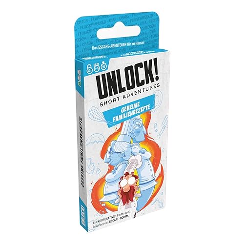 Asmodee, Unlock! Short Adventures – Geheime Familienrezepte, Familienspiel, Rätselspiel, 1-6 Spieler, Ab 10+ Jahren, 30 Minuten, Deutsch