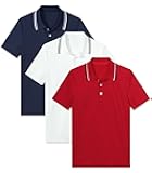 Boys Polo Shirts 3-Pack School Uniform Performance Golf Clothes Active Short Sleeve Kids 5-14T