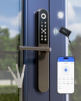 Smart Door Lock, Fingerprint Door Lock with Keypad & App Control, Keyless Entry Door Lock, Auto Lock, Anti-Peep Password, Easy Installation for Front Door Home