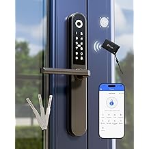 Deadbolt Smart Door Lock Fingerprint Door Lock with Keypad，Smart Lock for Front Door Children Proof IC Card,40&ndash;90mm Multipoint Locks (Not Suitable Point Mortise Lock)（Apollo Black）