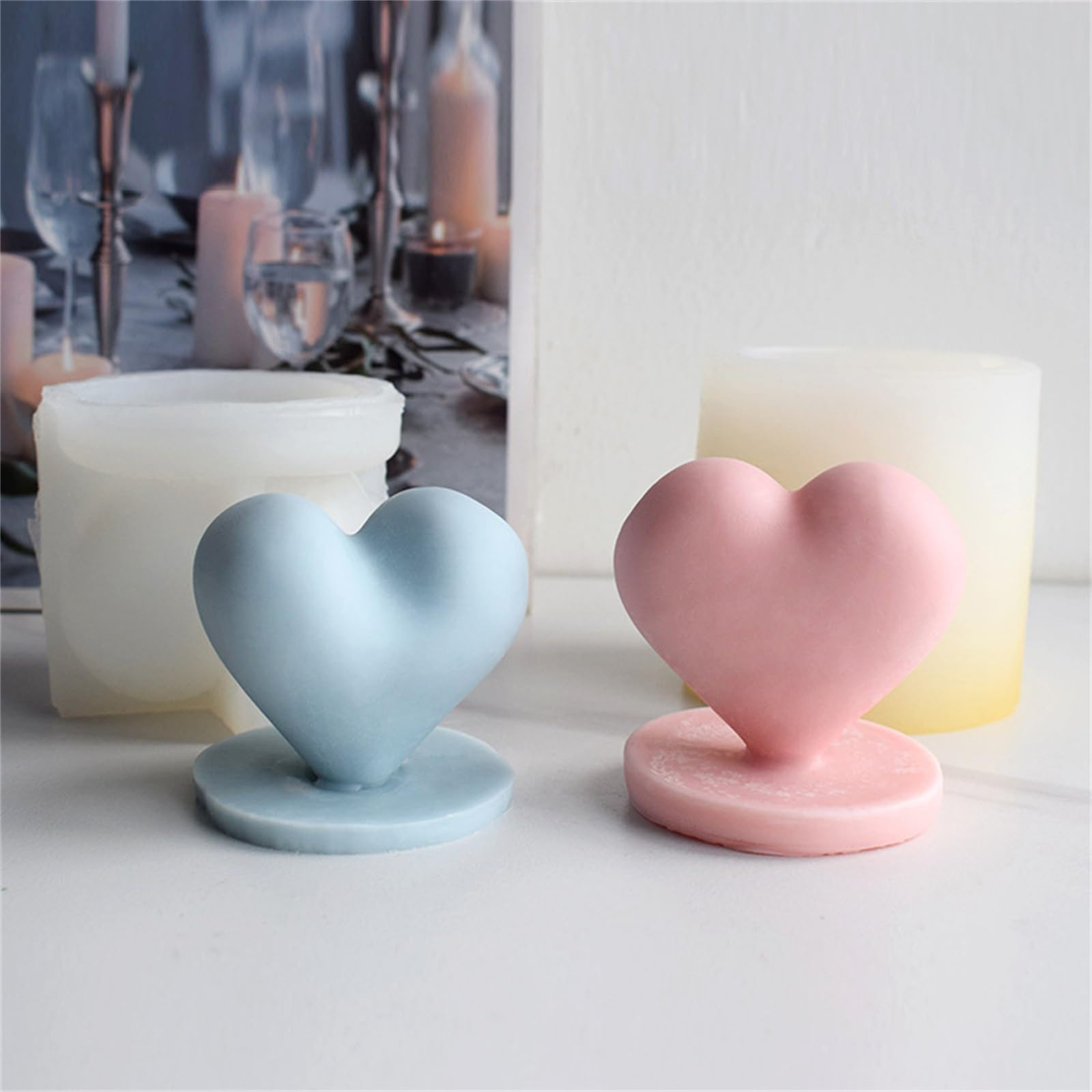 Moule en silicone de bougie de coeur 3D avec le fondant de, A