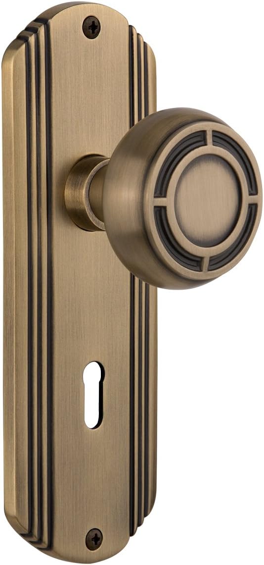 Nostalgic Warehouse Deco Plate with Keyhole Mission Knob, Double Dummy, Antique Brass