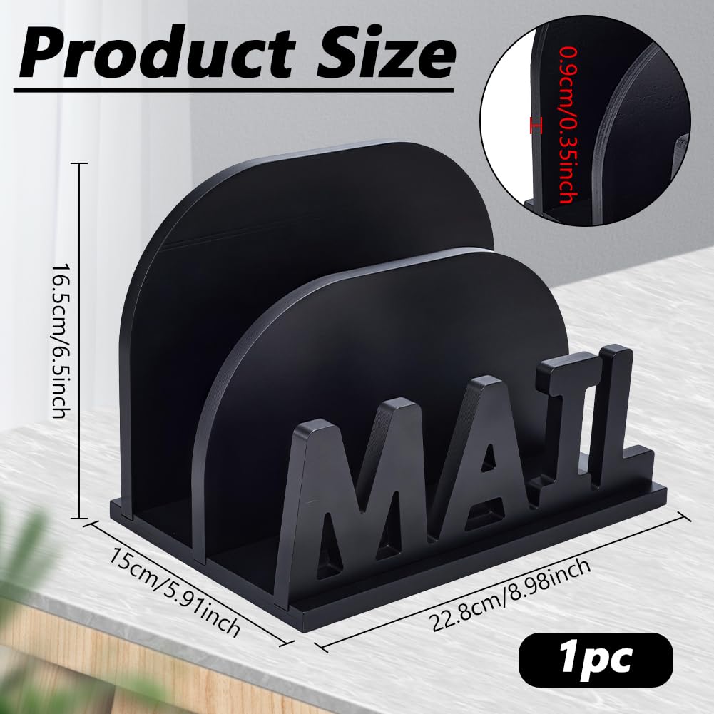 NBEADS Organiseur de Courrier à 2 compartiment, Organiseur de Courrier en Bois pour Bureau Présentoir à Courrier de Comptoir pour Bureau Support de Rangement pour Enveloppes et Documents 228x150x165mm