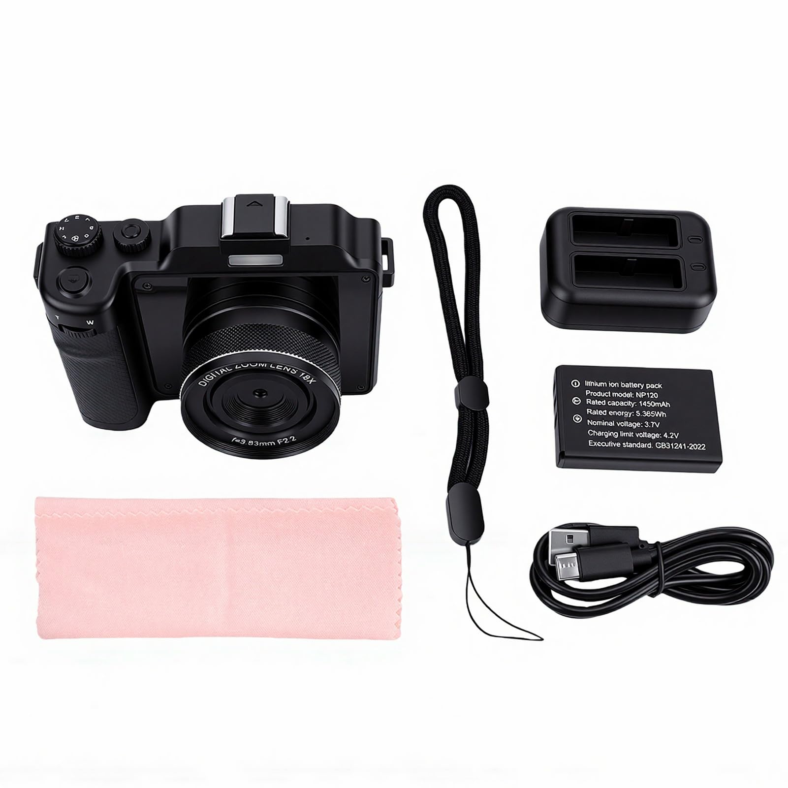 8K Digital Camera, 6 Axis Anti Shake Multifunctional Camera WiFi Transfer, Built in Flash, 18X Zoom & 8 Creative Filters, Long Battery Life for Vlog Travel Gift (32GB)-image-39