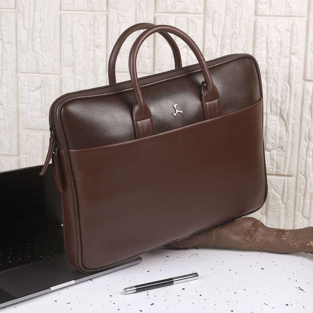 Mochi Unisex Faux Leather Laptop Bag With Premium Metal Logo And Multiple Compartments — Amazon image 2