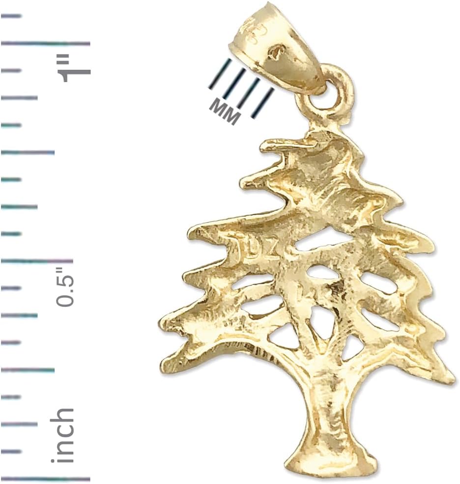 14K Gold Lebanon Cedar Tree Pendant - Image 2