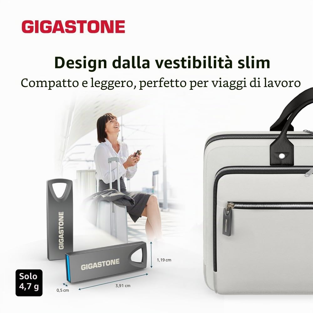 【GIGASTONE】USB 32GB Confezione da 5, Z70 USB 3.2 Gen 1 Flash Drive, Affidabile per PC e Mac, Metallo Impermeabile, Mini e Robusto, compatibile con interfaccia USB 2.0/3.0/3.1