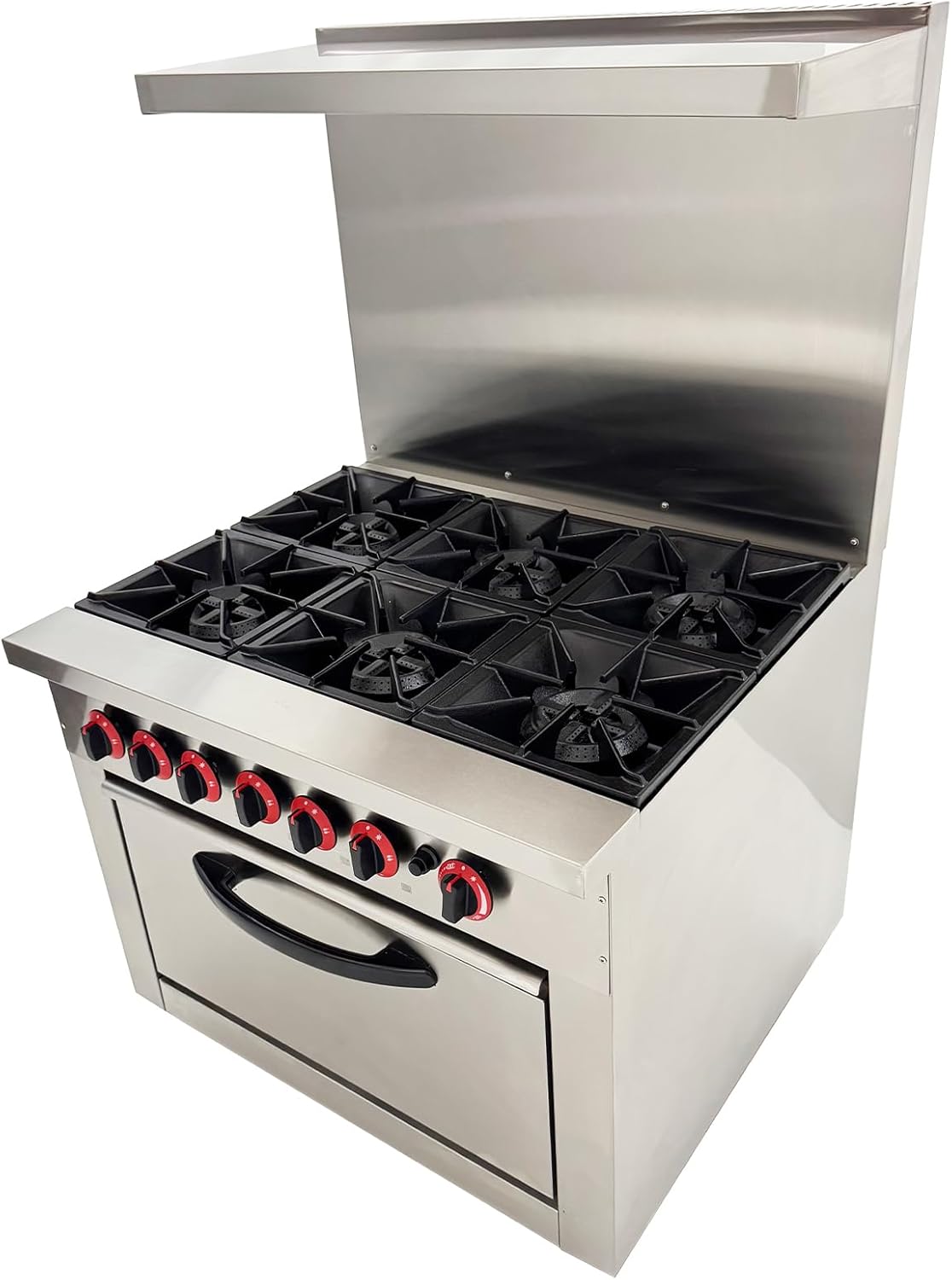6 Burner Commercial Gas Range Hot Plate Stove Kitchen Restaurant W/Oven Heavy Duty Cooker Stove