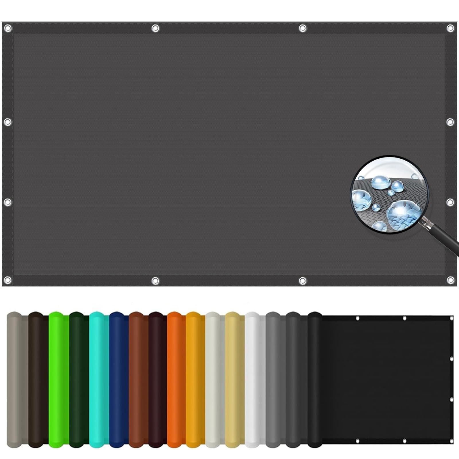 Voile d'ombrage carrée polyester indéchirable gris foncé de 4.5 x 6 mètres