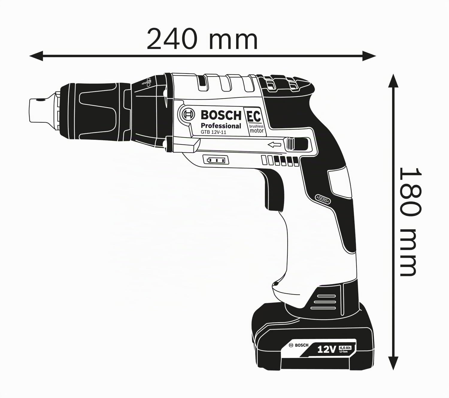 Bosch Professional 12V System atornillador para placa de yeso a batería GTB 12V-11 (sin batería/cargador)