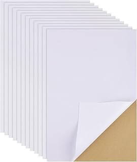 12 Sheets Adhesive Felt Sheet, 12 x 8 Inch Felt Fabric Soft Velvet Sticky Back Felt Sheets White Stiff Felt Sheets for Crafts Felt Drawer Liner for Jewelry Box Drawer DIY Crafts (White)