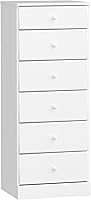 Prepac Astrid 6-Drawer Tall White Dresser Chest - 16.5"D x 19.75"W x 50"H, Space-Saving Bedroom Storage