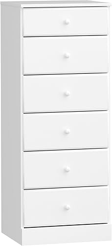 Miniatura 13 de Prepac Astrid - Cajonera alta negra de 6 cajones para dormitorio: 42 cm de profundidad x 50 cm de ancho x 127 cm de alto, Cajonera de 6 cajones para