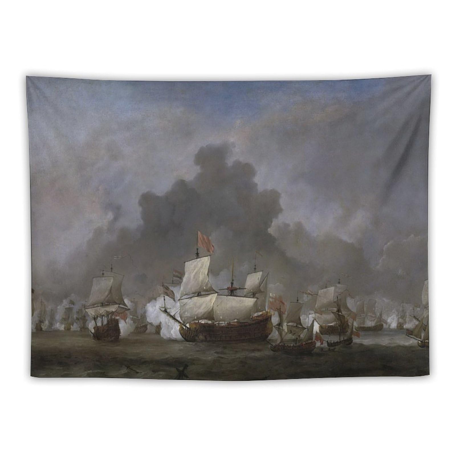 Velde, Willem Van De (II) - Het Gevecht Van Michiel Adriaensz De Ruyter Tegen De Hertog Van York Op De ’Royal Prince’ Tijdens De Zeeslag Bij Solebay, 1691 Tapestry Wall Art Print Gift Picture Paintin