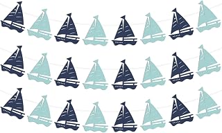 3Pcs Nautical Garland Cruise Birthday Decorations Sailing Hanging Banner Blue Sailboat Door Decorations for Yacht Theme Ahoy It's a Boy Baby Shower Bachelorette Wedding Party Supplies