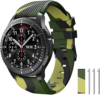TOOLAIK Band Compatible for Samsung Galaxy Watch 3 45mm/Galaxy Watch 46mm Bands/Gear S3 Frontier/Classic, 22mm Smart Watch Band Silicone Casual Straps Accessories for Women Men (Army Green Camouflage)