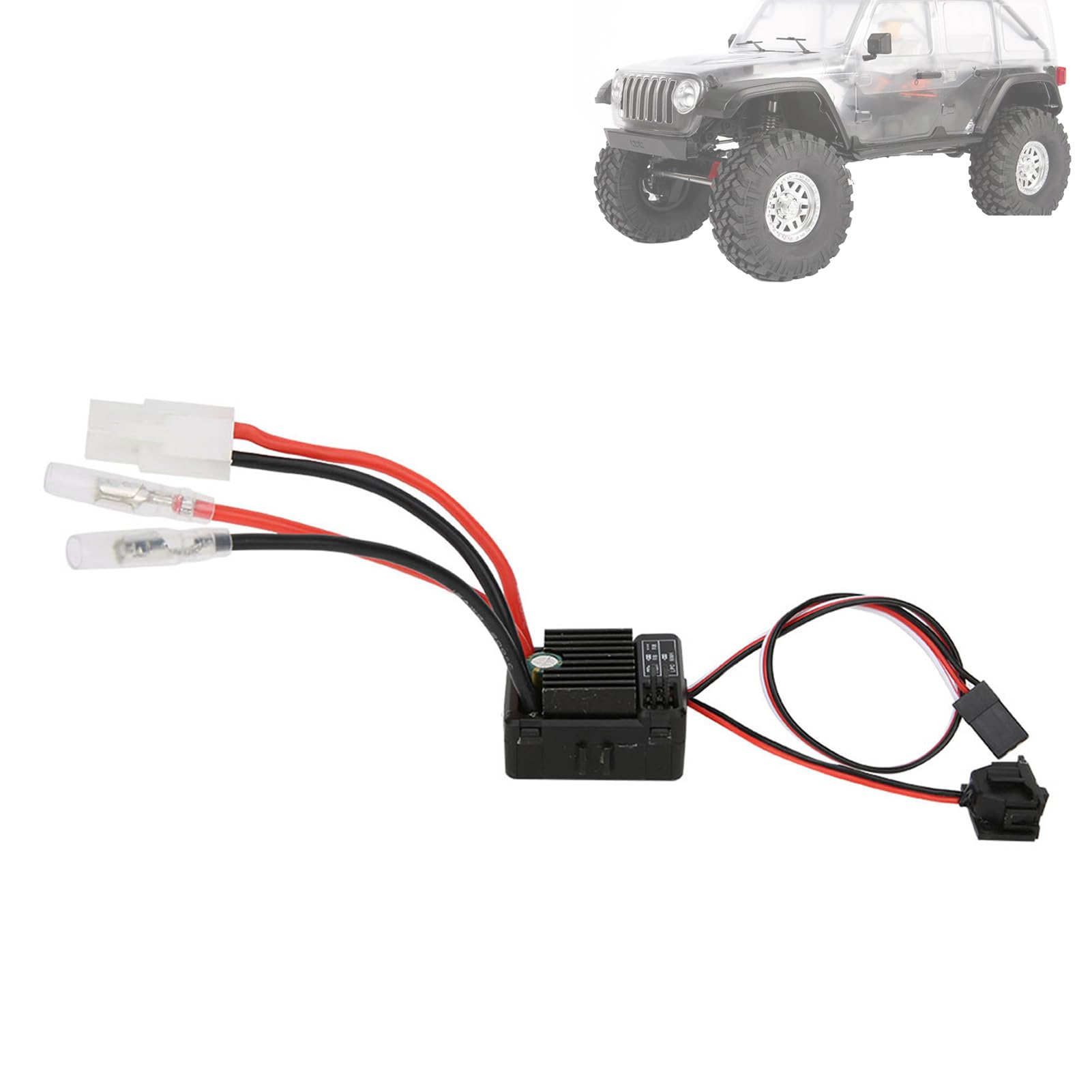 equlup RC Car Electronic Speed Controller, 2‑3S 60 Electronic Speed Controller 6V 3A Water Proof Brush ESC Plastic ESC for 1/10 RC Car