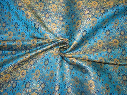 Tissu de brocart de soie bleu pour confectionner une robe de soirée de mariage unique