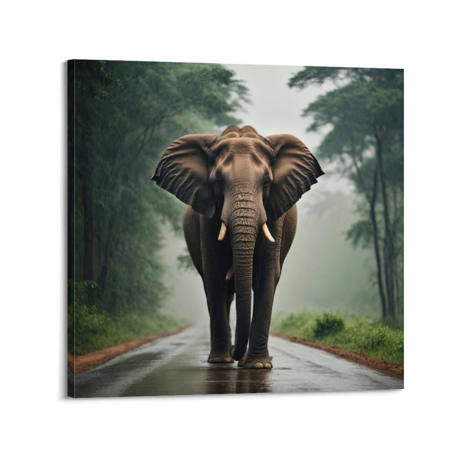 WZKTCL Animal Poster Rainforest Elephant Shadow Poster Decorative Painting Canvas Wall Posters And Art Picture Print Modern Family Bedroom Decor Posters 16x16inch(40x40cm)