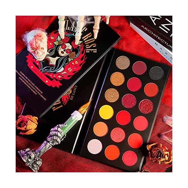 Red-Eyeshadow-Palette-Highly-Pigmented-AFFLANO-Long-Lasting-True-Red-Eye-Shadow-Halloween-Makeup-Pallet-18-ColorWaterproof-Matte-Shimmer-Brown-Black-Yellow-Sunset-Warm-Fall-Eye-Shades-Cruelty-Free Afflano Red Eyeshadow Palette Highly Pigmented, Long Lasting True Red Eye Shadow Christmas Clown SFX Halloween Makeup Pallet, Brown Black Yellow Sunset Warm Fall Eye Shades, Cruelty Free