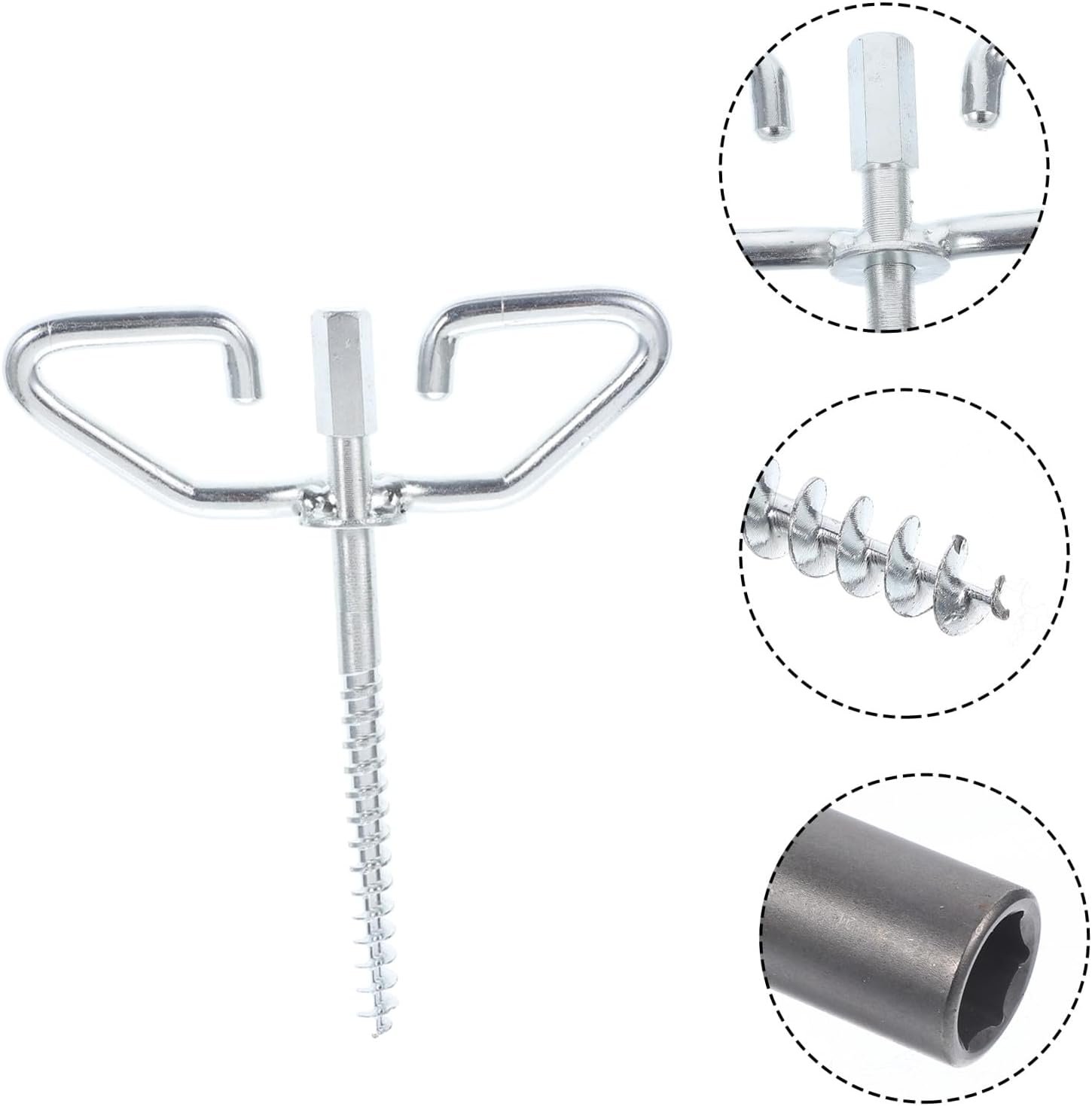 1set Outdoor Ice Tent Anchors Steel Stakes Drill Adapter Professional Fishing Equipment for Secure Setup Easy to Use Stable