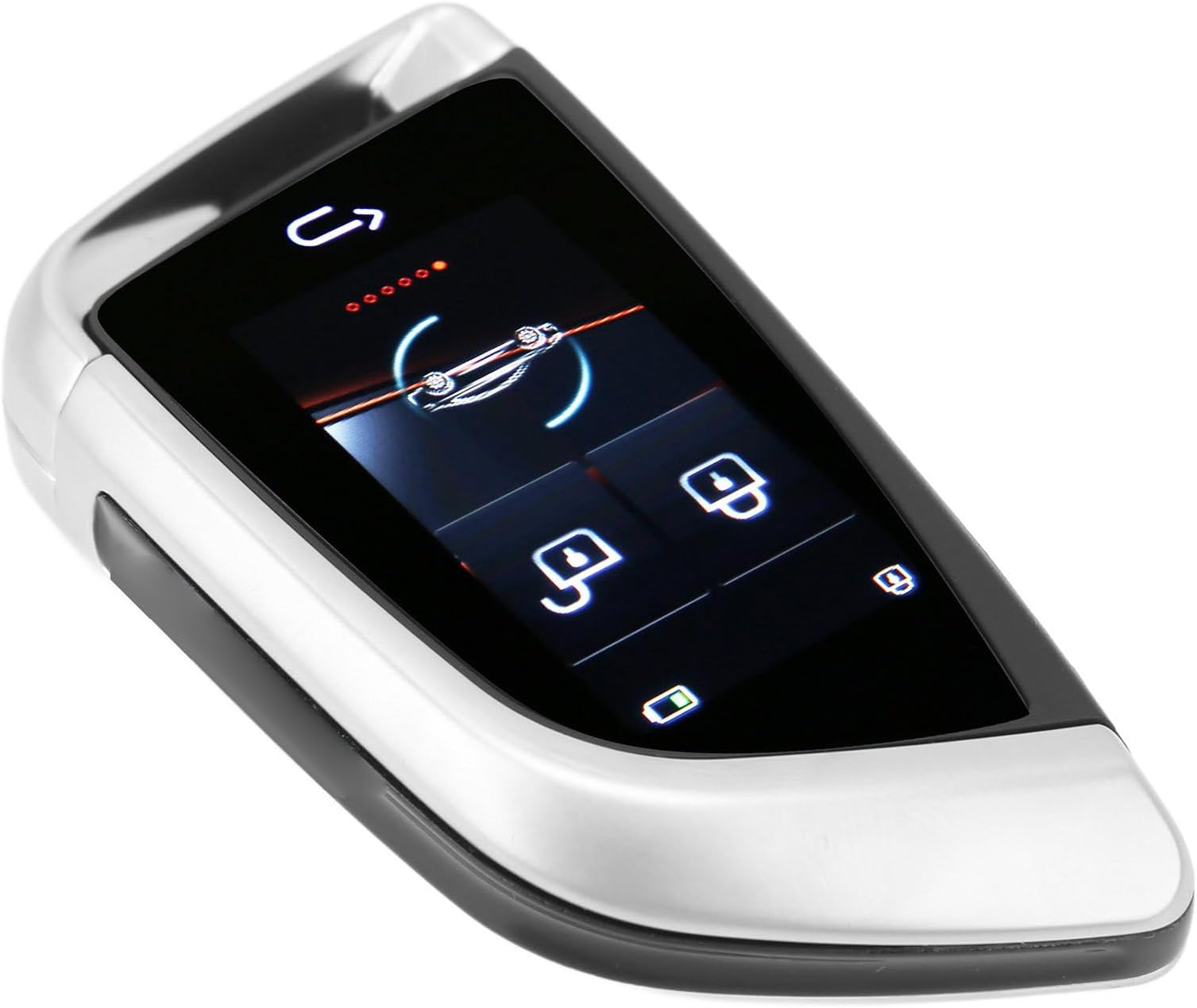 Tbest Smart Remote Car Key LCD Screen Anti Lost 5.0 Keyless Entry Auto Lock Fob for One Click Start Zinc Alloy Durable Design Personalized Interface Long Battery Life All with (Silver)