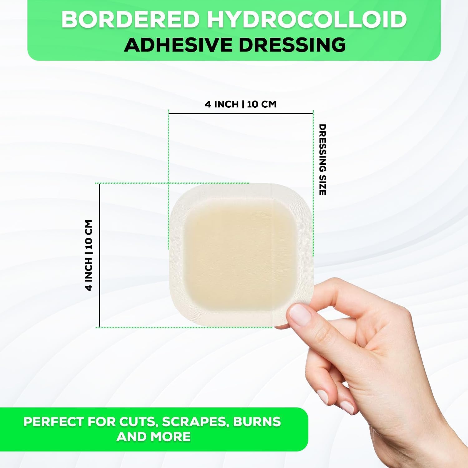 Medvance Absorbent Bordered Hydrocolloid Large Wound Dressing - Waterproof Skin-Friendly Adhesive Pads - Easy Apply Large Bandage - Wound Care & Dressings for Cuts,& More (2"x2" Bandage) (Box of 10)
