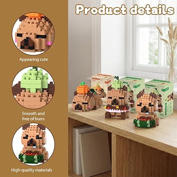 Capybara Building Blocks, 4PCS Capybara DIY Blocks 3D Puzzle Brick Micro Buildings Block Set Building Figures Ornaments 3D Puzzle Brick Micro Construction Buildings Bricks