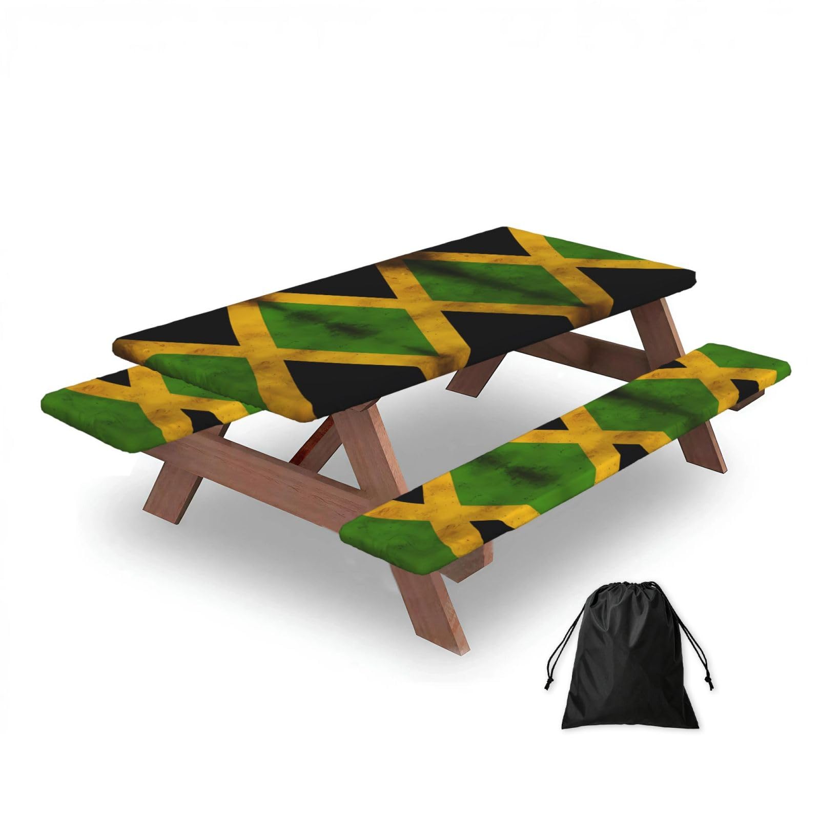 Old Jamaican Flag Rectangular water-repellent picnic tablecloths, outdoor camping, picnic, BBQ