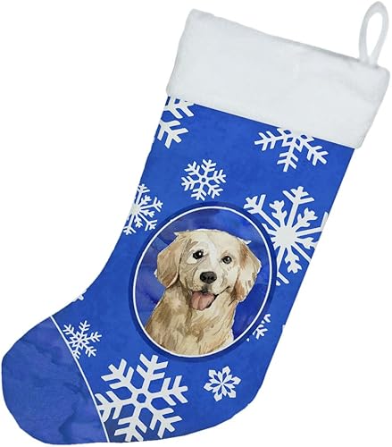Miniatura 2 de Caroline's Treasures CK3916CS Golden Retriever Copos de nieve de invierno, medias colgantes para chimenea, decoración de fiesta de Navidad,